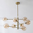 Plafondlamp Oito goud met amber glas, 8-lichts
