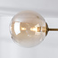 Plafondlamp Oito goud met amber glas, 8-lichts