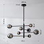 8-lichts plafondlamp Oito - zwart en smoke glas