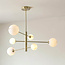 Plafonnier Sest or avec sphères en marbre, 6 lumières