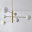 Plafondlamp Sest goud met marmerlook bollen, 6-lichts