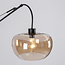 Wandlamp Dasha zwart met draaibare, uitschuifbare arm en amber glas