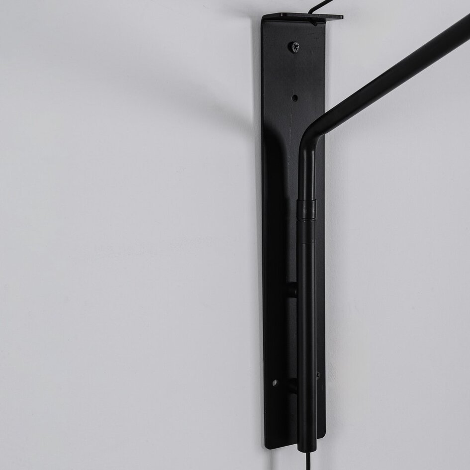 Wandlamp Dasha - zwart en smoke glas met draaibare en uitschuifbare arm
