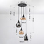 Lampe suspendue 4 lumières noire avec verre ambré et fumé - Loïs