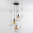 Moderne hanglamp met amber glas, 3-lichts - Loua