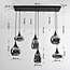 Suspension Loic 6 lumières - noir, verre fumé gris et effet miroir