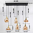 Hanglamp goud met amber glas, 6-lichts - Loic