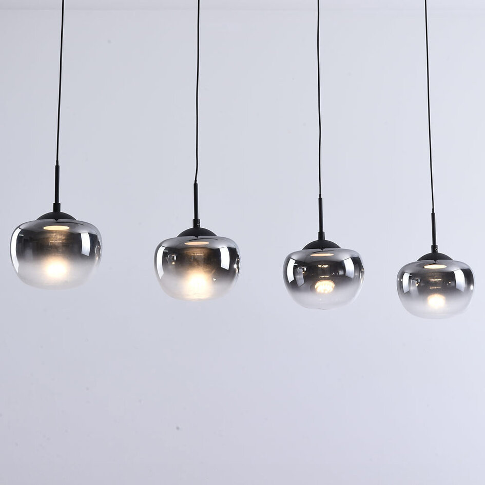 Suspension noire en verre fumé avec dégradé et LED dimmables 3 niveaux - Amina