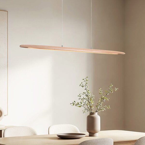 Houten 3-staps dimbare hanglamp Liora - langwerpig met geïntegreerde LED