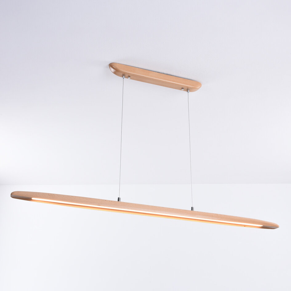 Suspension en bois Liora à intensité variable - allongée avec LED intégrée