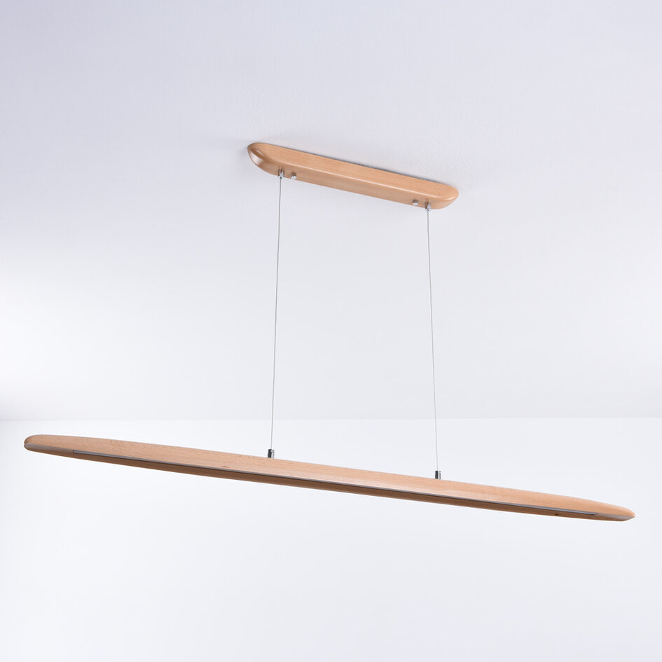 Houten 3-staps dimbare hanglamp Liora - langwerpig met geïntegreerde LED