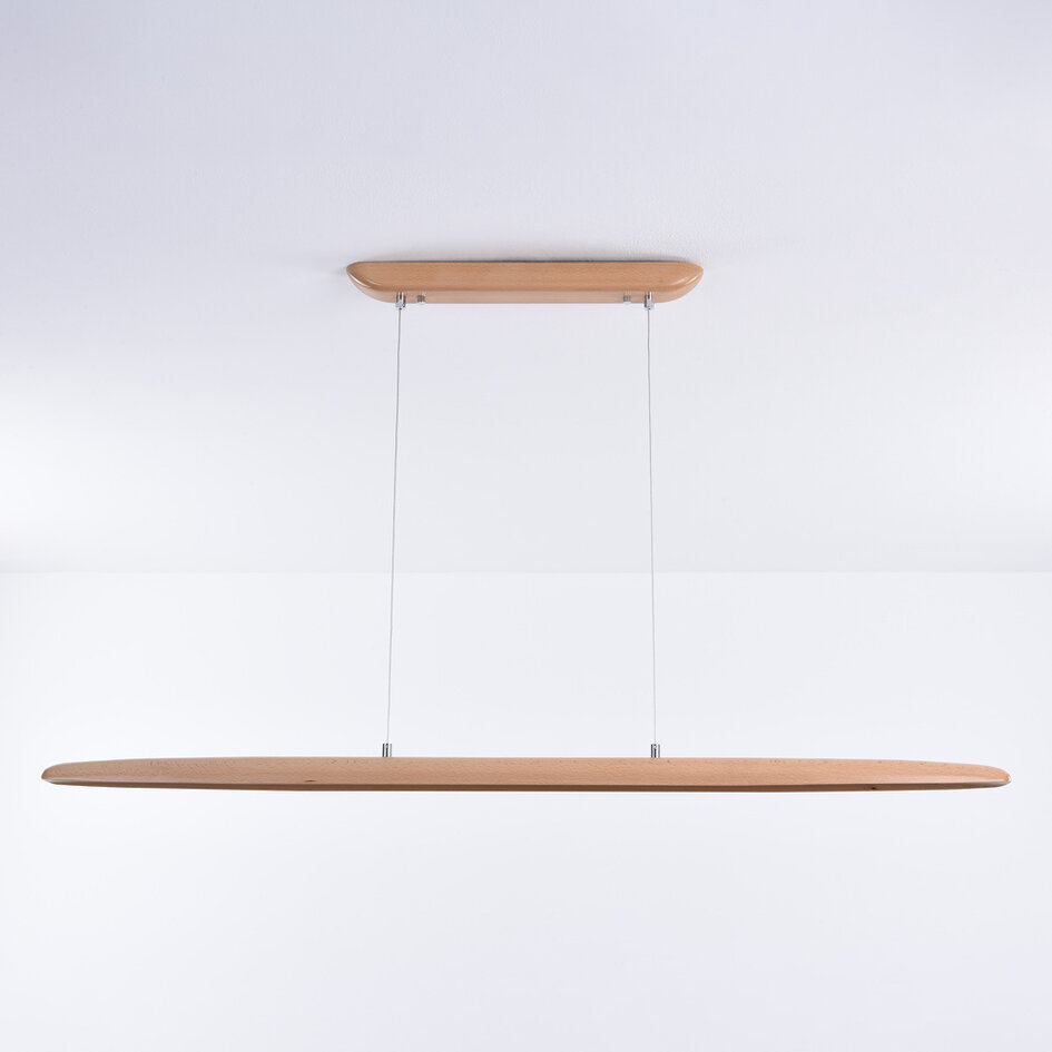 Houten 3-staps dimbare hanglamp Liora - langwerpig met geïntegreerde LED