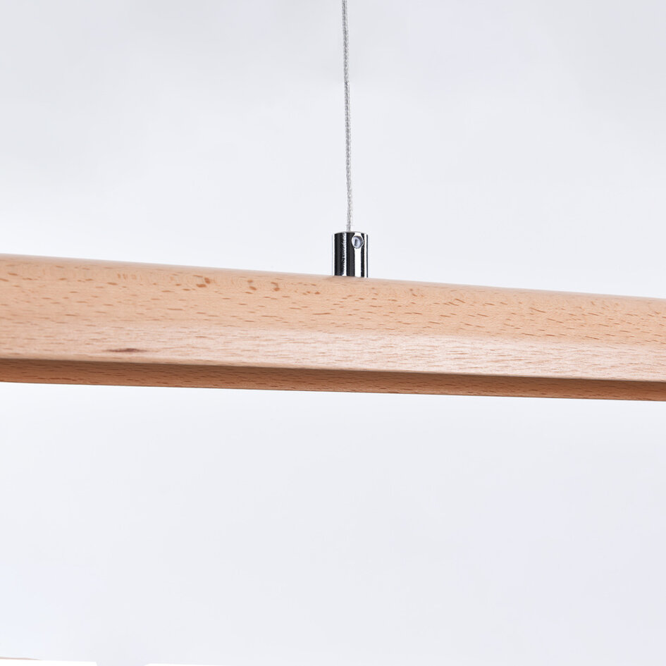 Houten 3-staps dimbare hanglamp Liora - langwerpig met geïntegreerde LED