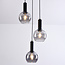 Zwarte hanglamp met smoke glas, 3-lichts - Imme