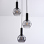 Zwarte hanglamp met smoke glas, 3-lichts - Imme