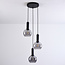 Zwarte hanglamp met smoke glas, 3-lichts - Imme