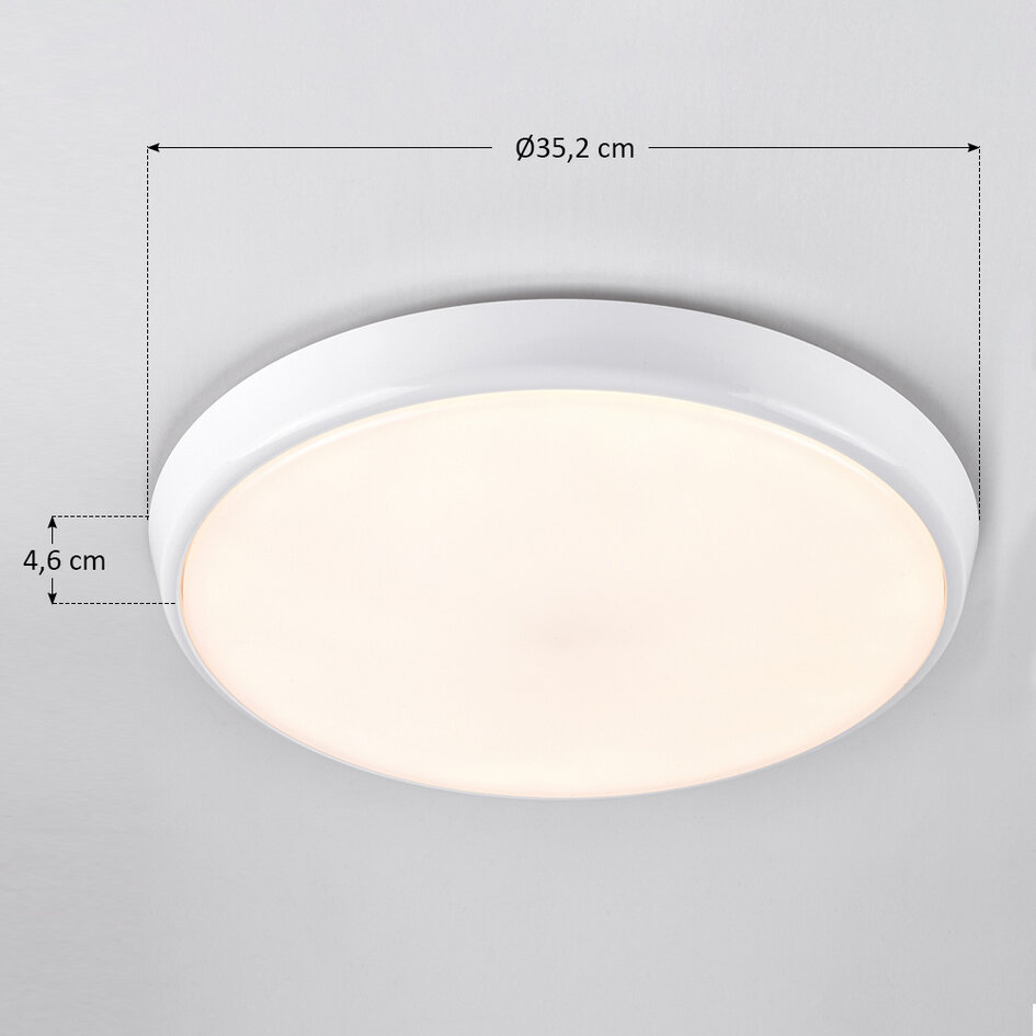 Plafonnier blanc Ø35,2 cm avec unité de secours - interrupteur CCT 3000K/4000K/6000K