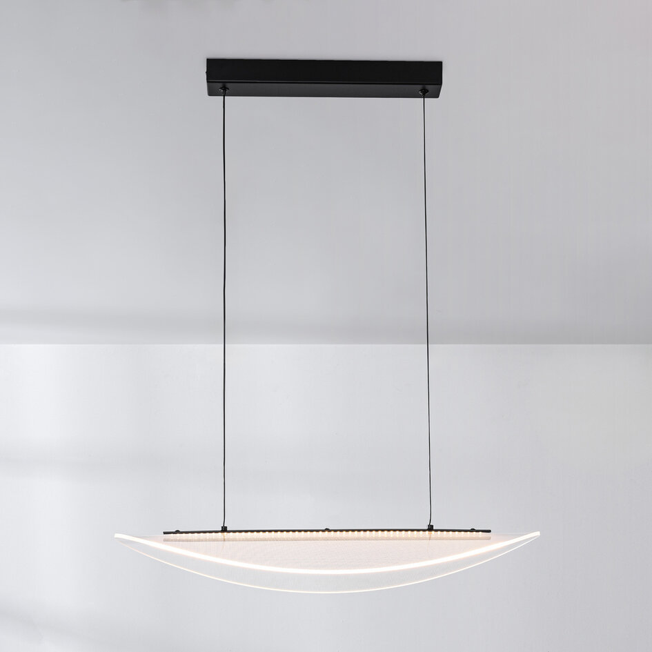 Design hanglamp Flectra met 3-staps dimbare LEDs en rasterpatroon - zwart
