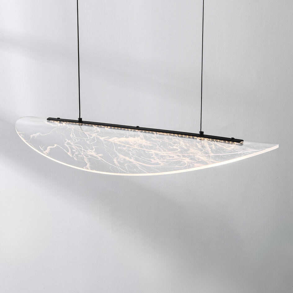 Suspension design Flectra avec LED dimmable à 3 niveaux et motif marbre - noir