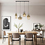 Hanglamp 4-lichts met bronzen details en amber glas - Laure
