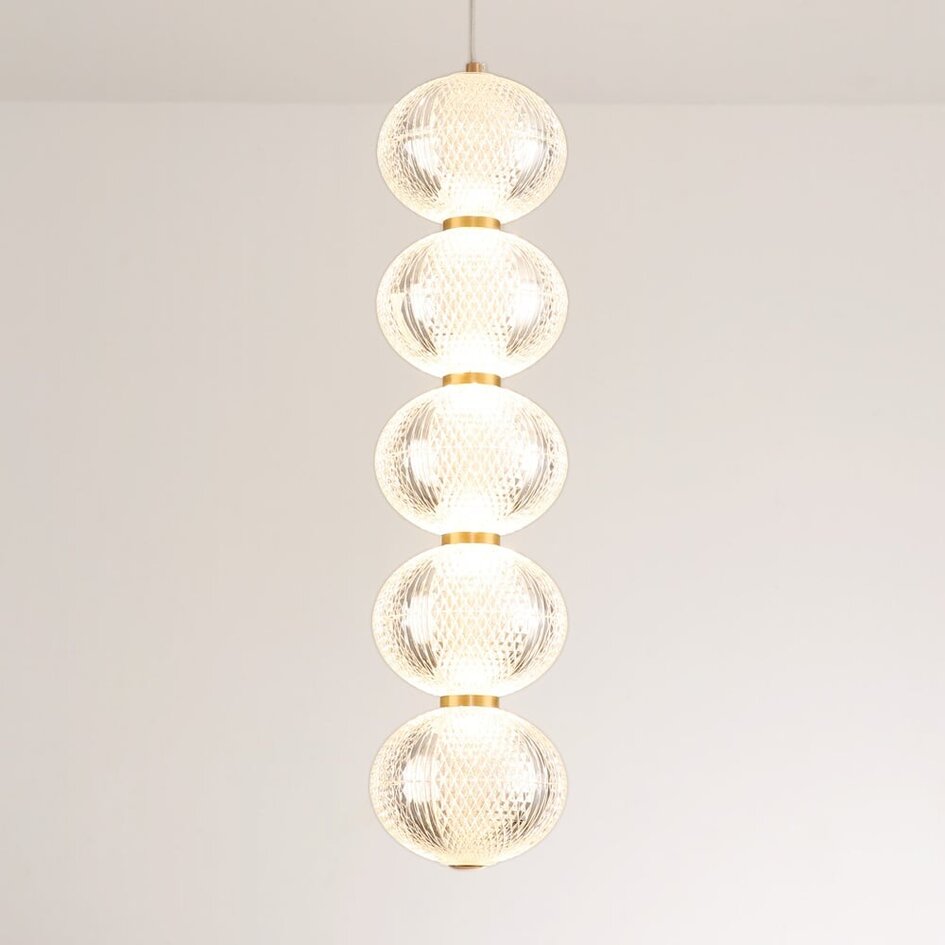 Dimbare hanglamp met gouden details, 5-lichts - Aella