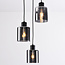 3-lichts hanglamp Leana - smoke glas met verloop en zwart