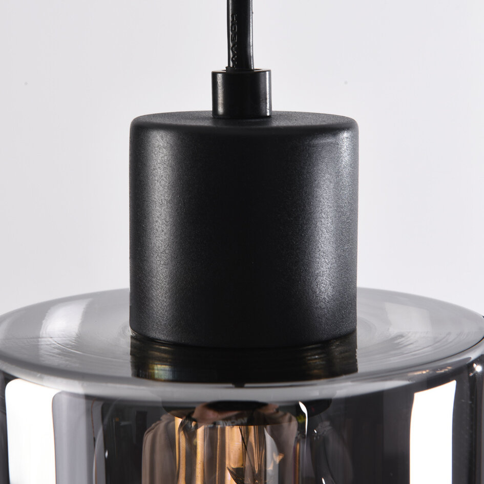 Lampe suspendue à 3 lumières en verre fumé avec dégradé - Leana