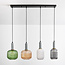 4-lichts hanglamp Aeneas - geribbeld glas in vier kleuren