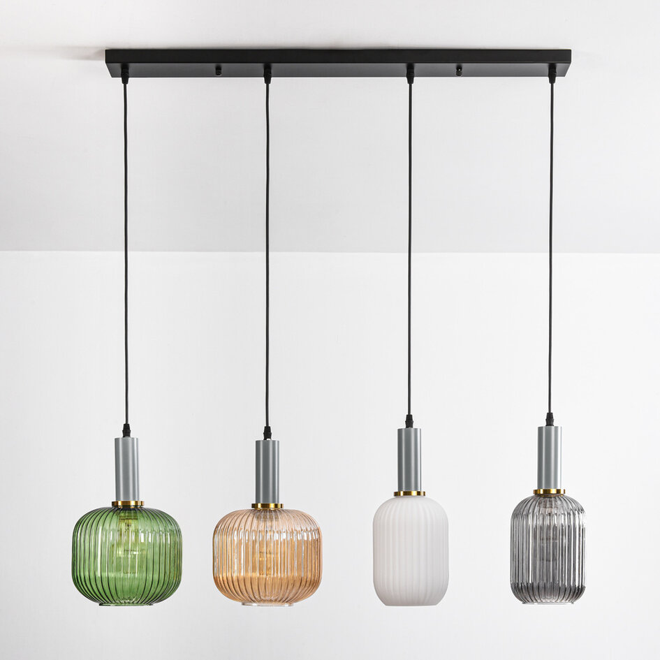Lampe suspendue avec quatre couleurs de verre strié - Aeneas