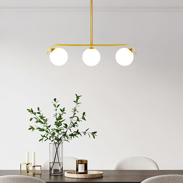 Lampe suspendue à 3 lumières Marc avec verre blanc laiteux