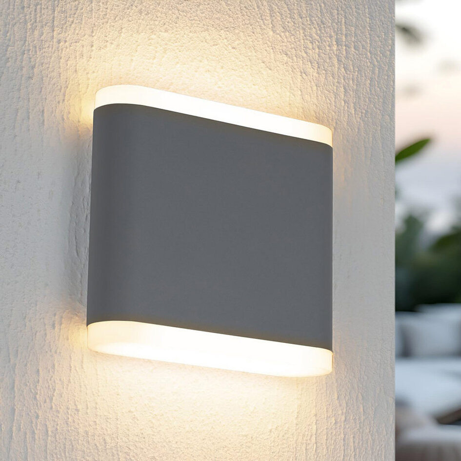Platte buiten wandlamp 6W Arianna - grijs