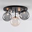 5-lichts plafondlamp Lumose - smoke, amber en transparant glas