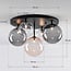 5-lichts plafondlamp Lumose - smoke, amber en transparant glas