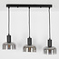 Suspension Pilka 3 lumières en verre fumé à effet miroir