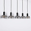 5-lichts hanglamp Cinza - smoke glas met spiegeleffect