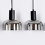 Suspension Cinza 5 lumières en verre fumé à effet miroir
