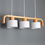 Hanglamp Rosie 3-lichts retro met hout - wit en hout