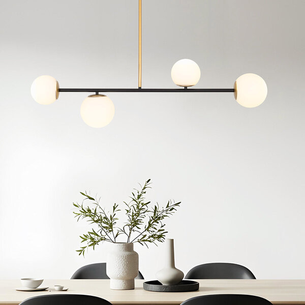 Lampe suspendue design Davy, 4 lumières - blanc laiteux