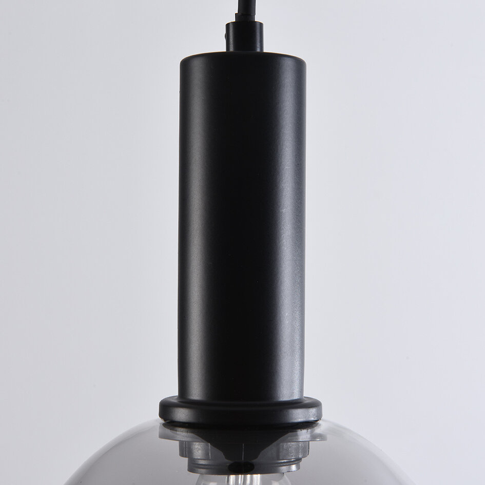 Lampe suspendue Inara avec verre fumé, 1 lumière - noir