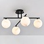 Moderne plafondlamp mat zwart met marmerlook bollen, 4-lichts - Nymo