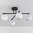 Moderne plafondlamp mat zwart met marmerlook bollen, 4-lichts - Nymo