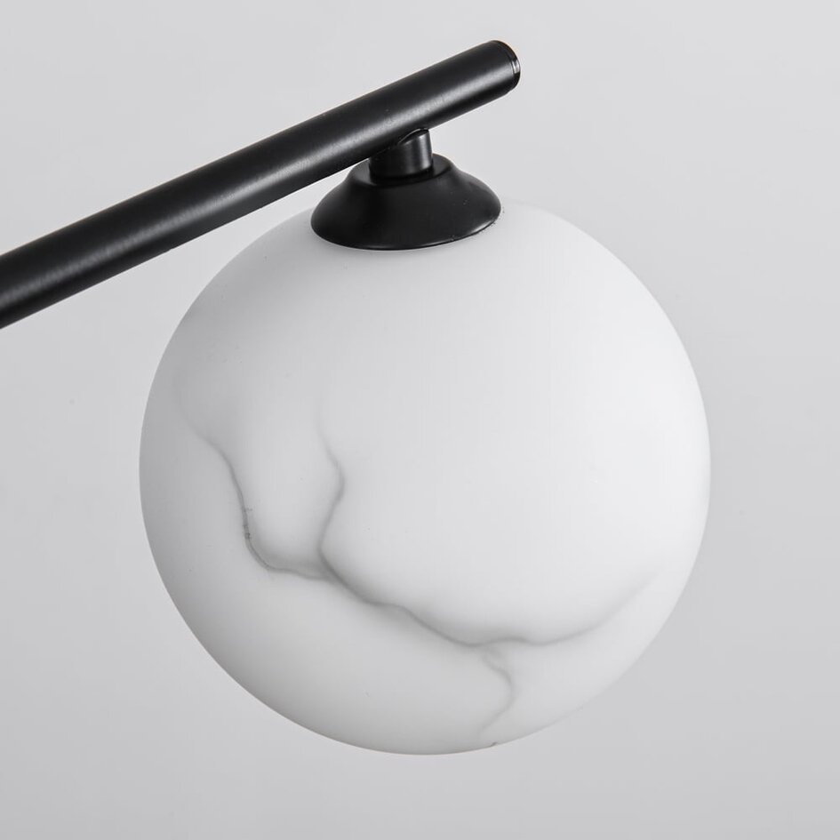 Moderne plafondlamp mat zwart met marmerlook bollen, 4-lichts - Nymo