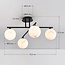 Moderne plafondlamp mat zwart met marmerlook bollen, 4-lichts - Nymo