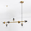 Design hanglamp Hepta met transparante glazen bollen en zwarte fittingen