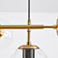 Design hanglamp Hepta met transparante glazen bollen en zwarte fittingen