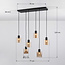 Suspension 6 lumières Palaio - noir et verre ambré