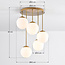 Plafonnier rond or avec verre blanc laiteux, 5 lumières - Carat