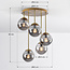 5-lichts plafondlamp Carat - goud en smoke glas