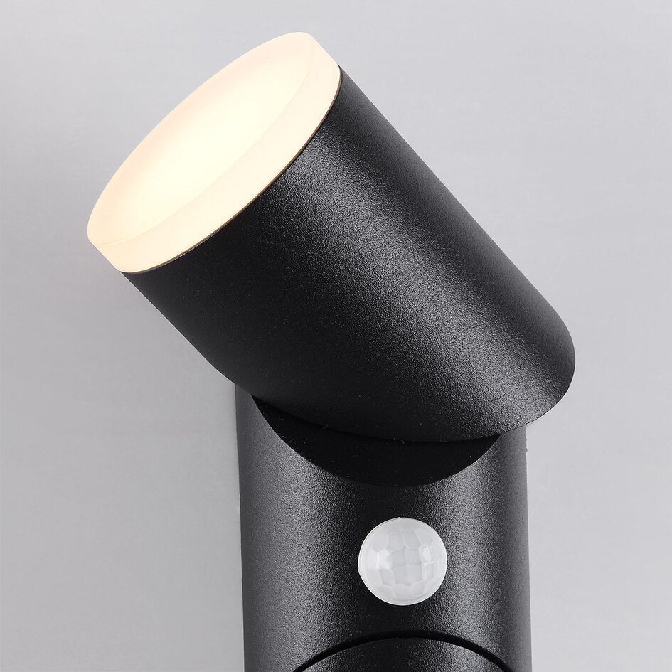 Applique d'extérieur moderne noire avec LED et capteur - Tess