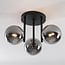 3-lichts plafondlamp Elora - zwart en smoke glas